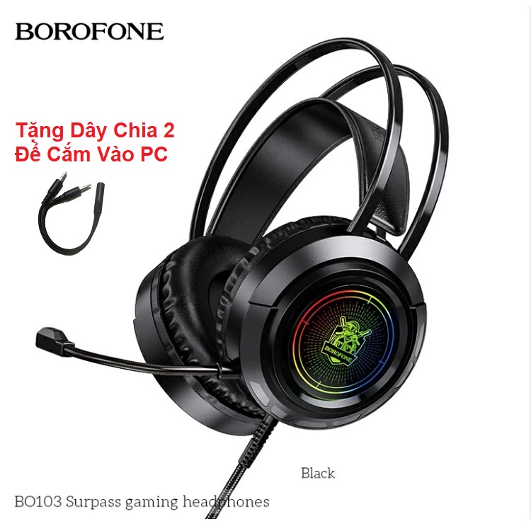 Tai Nghe Có Micro, Tặng Dây Chia 2 Lắp PC, Chuyên Chơi Gaming, Tai BO103 Chính Hãng BOROFONE - Over-Head - Âm Thanh Nổi