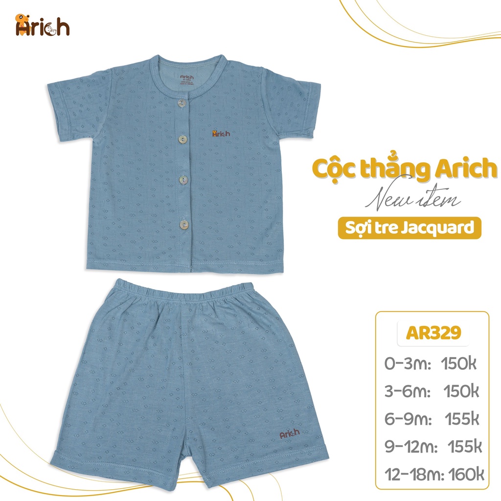 Bộ cộc tay cài thẳng vải sợi tre size từ newborn -18 tháng
