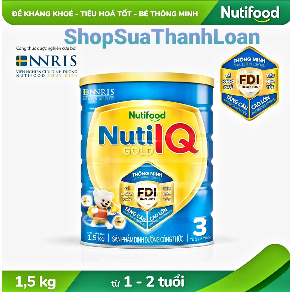 [HSD T10-2023] Sữa Bột Nutifood Nuti IQ Gold Số 3 - Hộp Thiếc 1.5kg