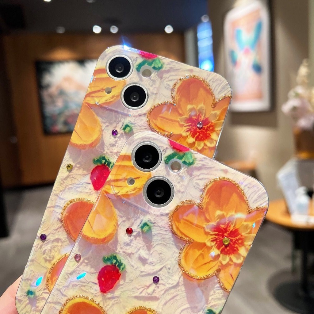 Ốp Điện Thoại Tranh Sơn Dầu Hình Cô Gái Và Hoa Cho iPhone 11 11ProMax 13 13 Pro Max 12 12Pro Max X XS XR