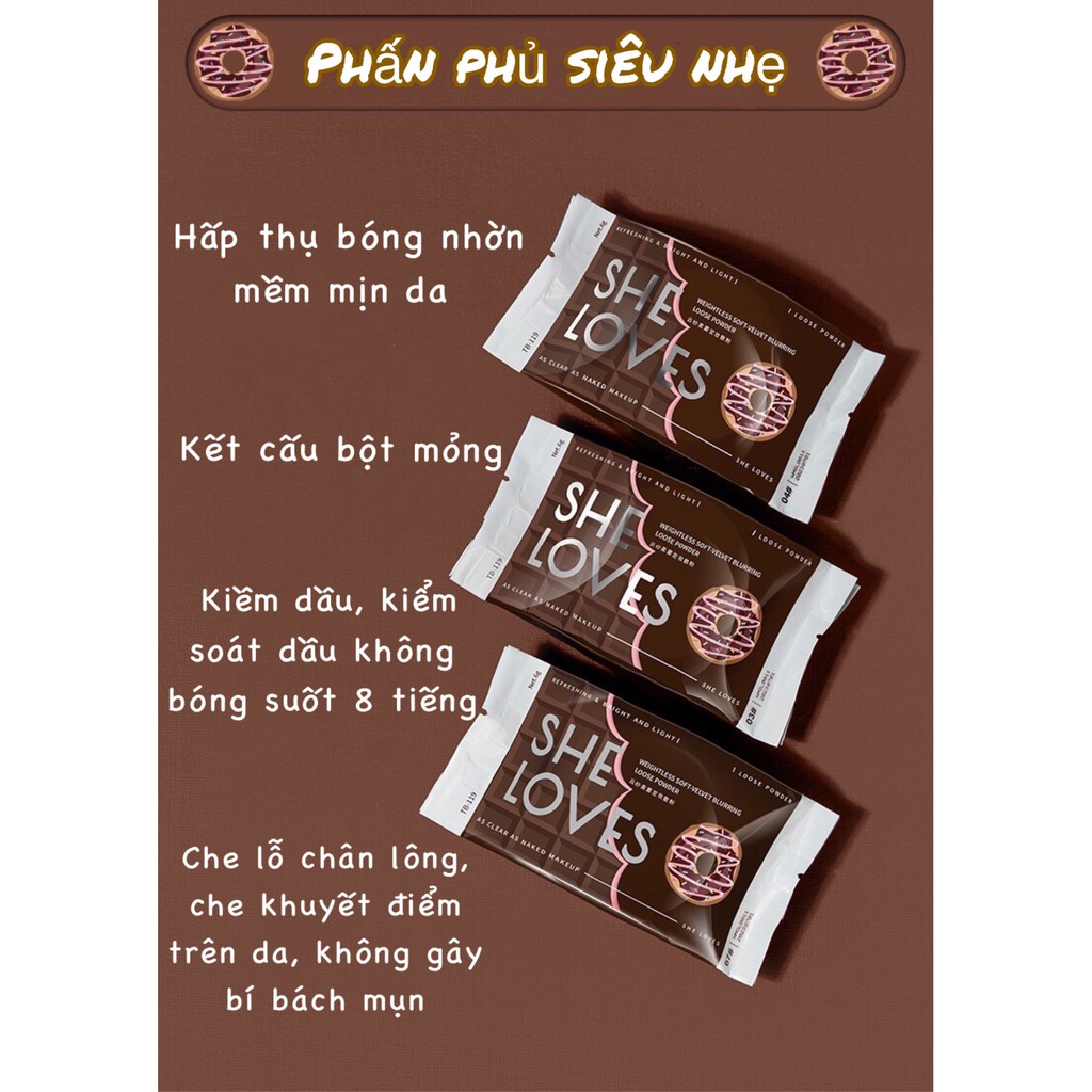 [SHE LOVES] Phấn phủ bột kiềm dầu She Loves Chocolate Donut (TB119)