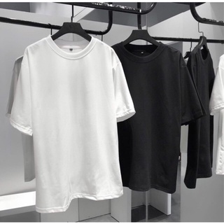 Áo phông nam, áo thun Unisex tay lở cổ tròn 2 màu đen - trắng trơn chất liệu cotton 100% BY46