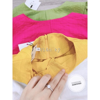 Đầm dúm eo 4 màu chất đũi tằm