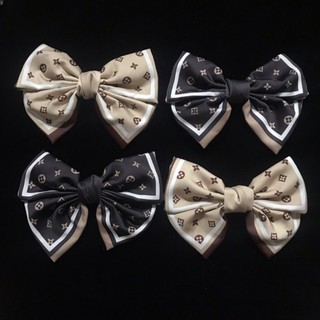 Nơ Kẹp Tóc Vải Lụa Mờ Hoạ Tiết LV