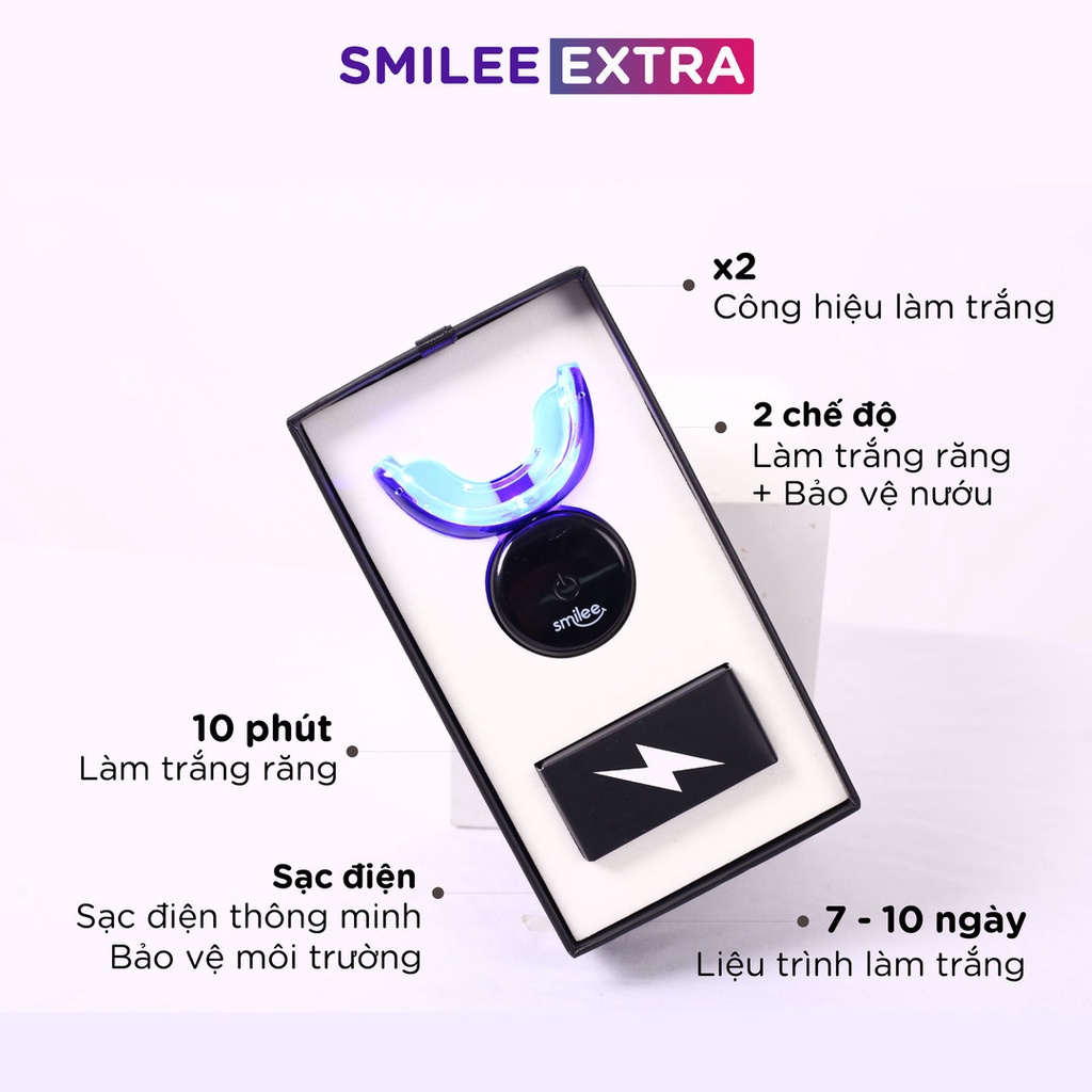 [Tặng Gel Smilee]  2 Bộ Smilee Extra bản nâng cao Version 2, Răng trắng sau 7 ngày, An toàn, Không ê buốt, nhập khẩu Mỹ