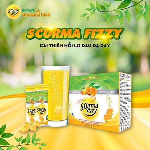 Viên sủi nghệ Scurma Fizzy – Tinh chất Nano Curcumin giúp giảm viêm loét dạ dày tá tràng, trào ngược thực quản