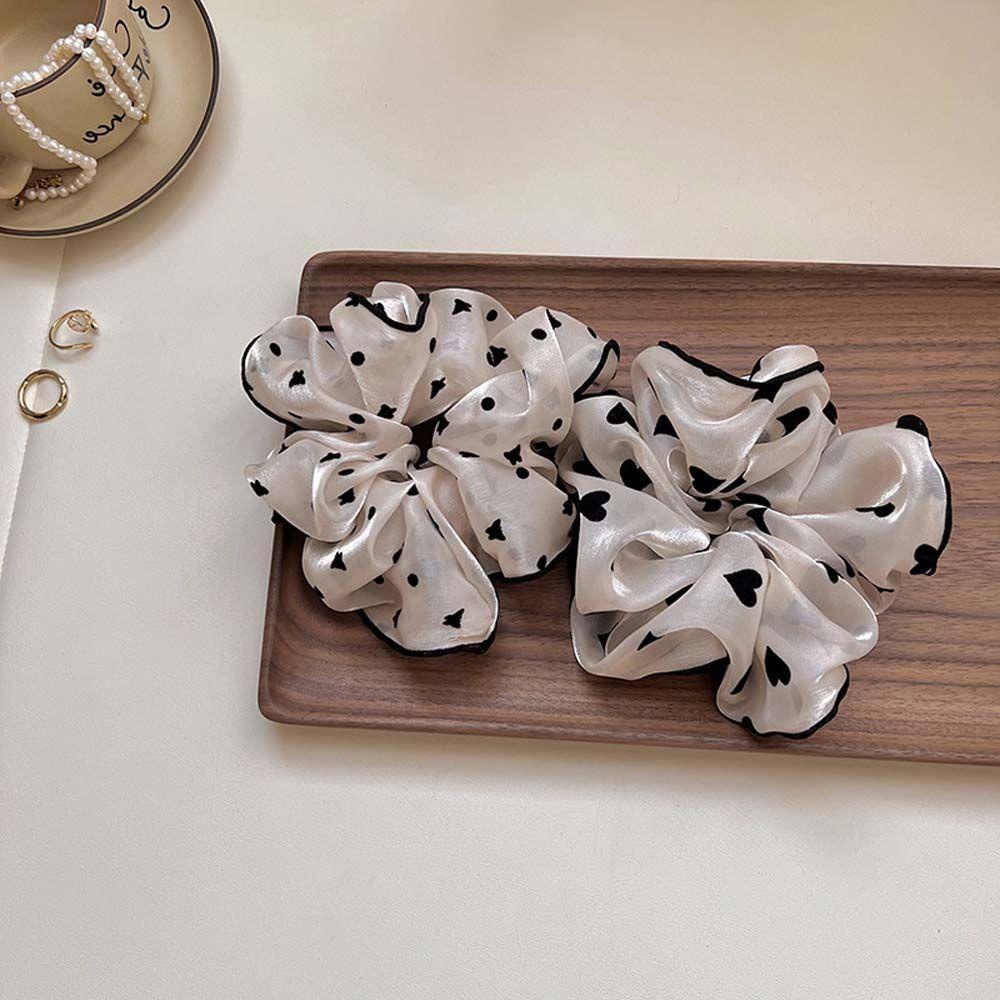 Dây Cột Tóc Đuôi Ngựa Chất Liệu Organza In Họa Tiết Chấm Bi Dễ Thương Cho Bạn Gái 1 Tuổi