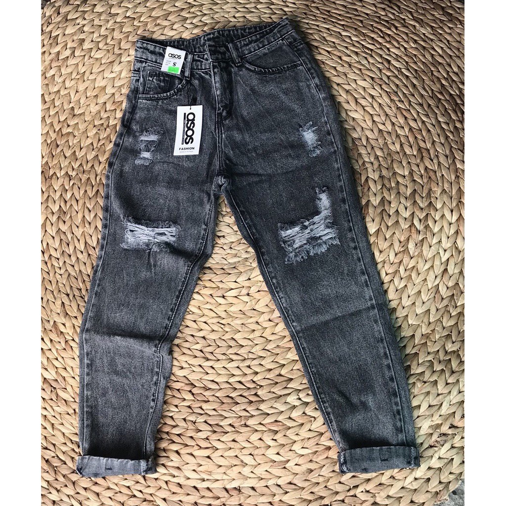 Quần Jeans Nữ Phối Rách Cao Cấp OHS3069