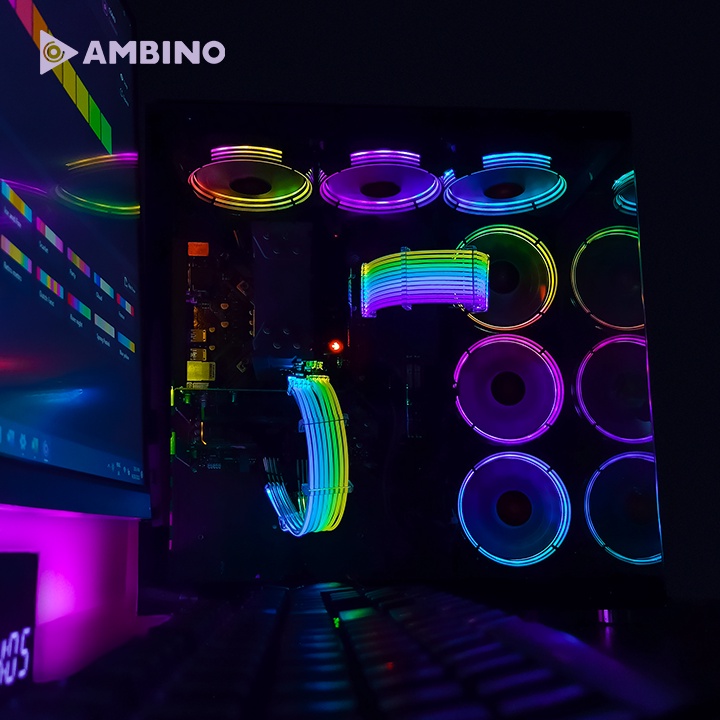 Dây nguồn nối dài RGB Ambino Rainpow 24Pin/ 8Pin CPU/  Pin VGA/ 6Pin VGA/ 2x8Pin VGA - Đồng bộ Hub Coolmoon/Hub Fan
