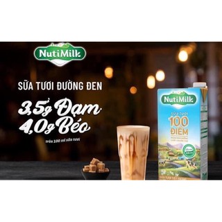 (HÀNG MỚI VỀ)SỮA TƯƠI 100 ĐIỂM NUTIMILK ĐƯỜNG ĐEN 110Ml và 180Ml (thùng 48hộp)