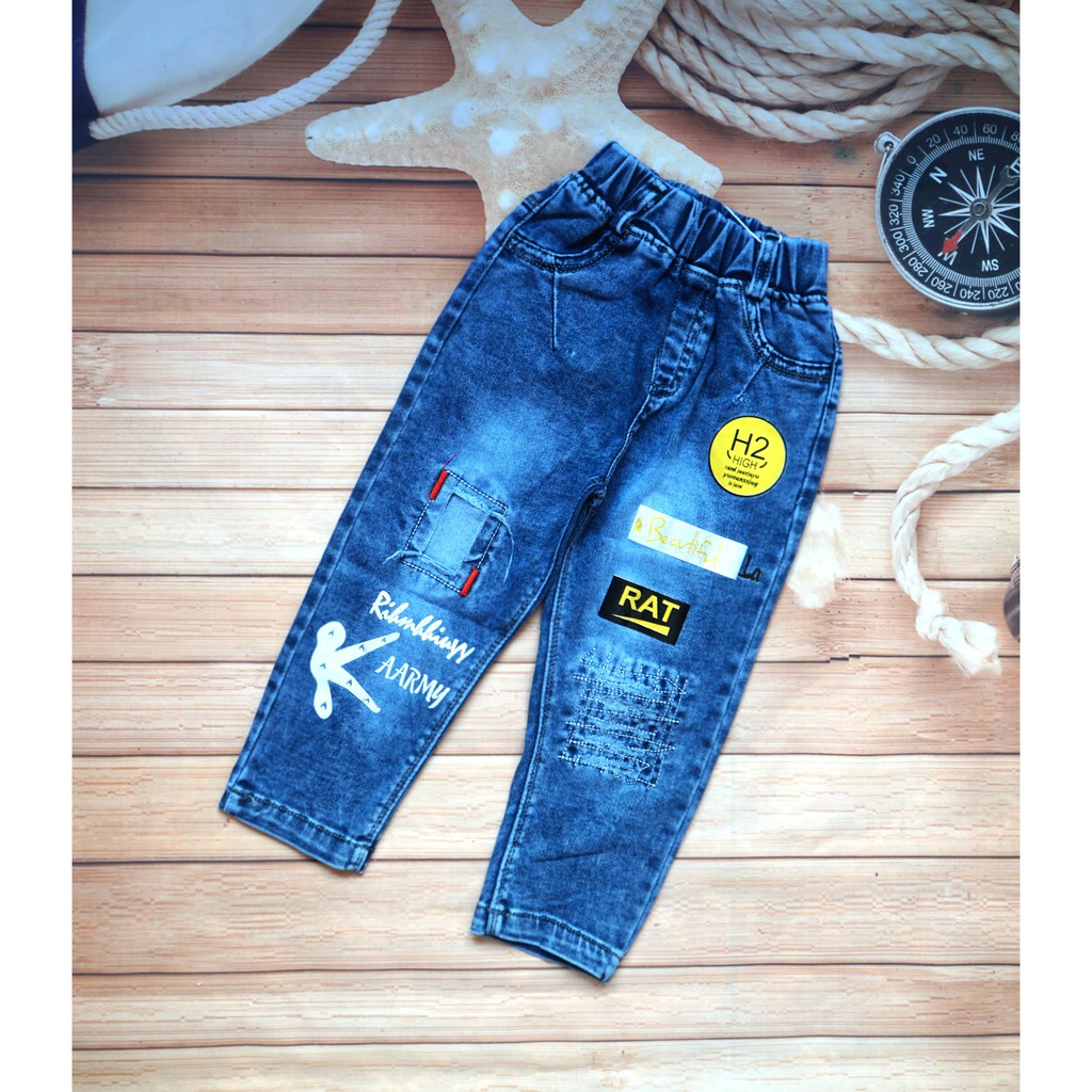Quần jean cho bé trai VNXK chất vải cotton co giãn mềm mịn [ảnh shop chụp 100%] QB1