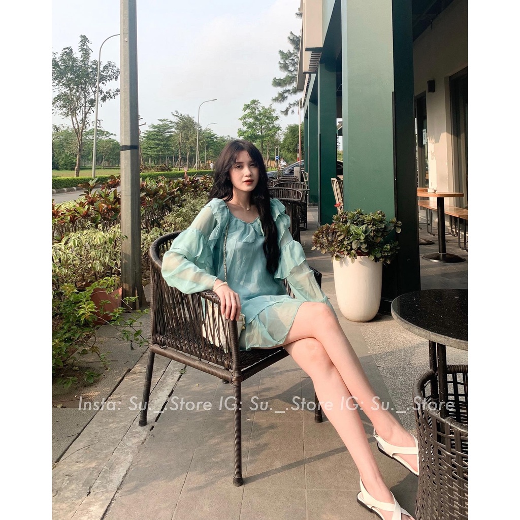 Set áo voan bèo xuyên thấu kèm chân váy S337 SUSTORE