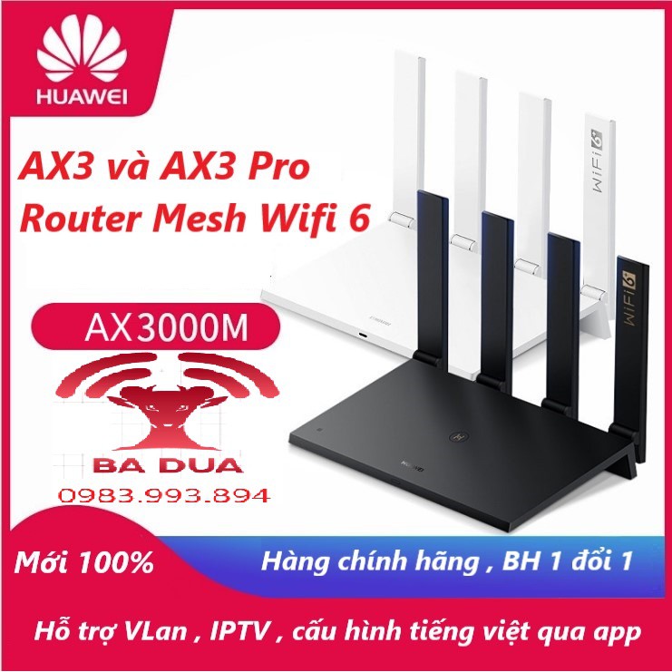 [Mã ELHAMS12 giảm 8% tối đa 300k] Bộ Phát Wifi Mesh Wifi 6 Huawei AX3 Pro