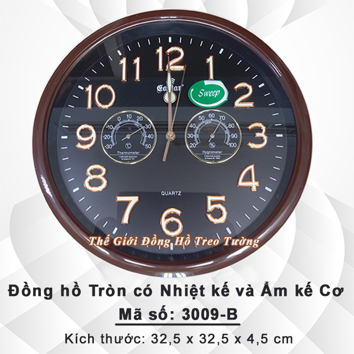 Đồng Hồ Treo Tường KIM TRÔI EASTAR Tròn có DẠ QUANG và Đồng hồ Cơ Đo NHIỆT ĐỘ - ĐỘ ẨM