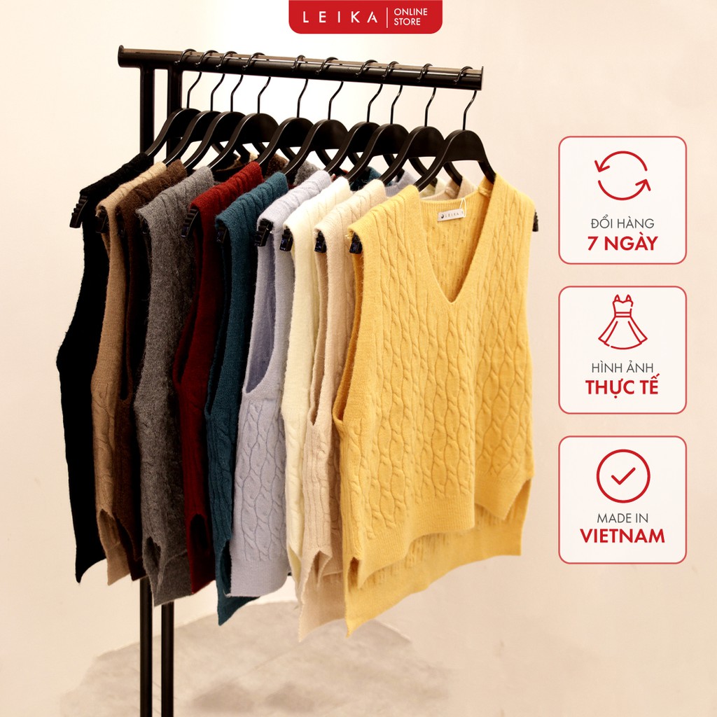 Áo len nữ form rộng kiểu gile 10 màu sắc LEIKA