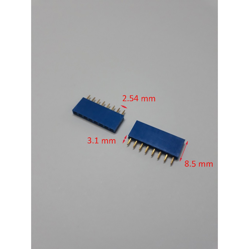 Giăm cắm 2.54mm đơn cái thẳng 8P 8.5mm xanh lam - túi 10 cái