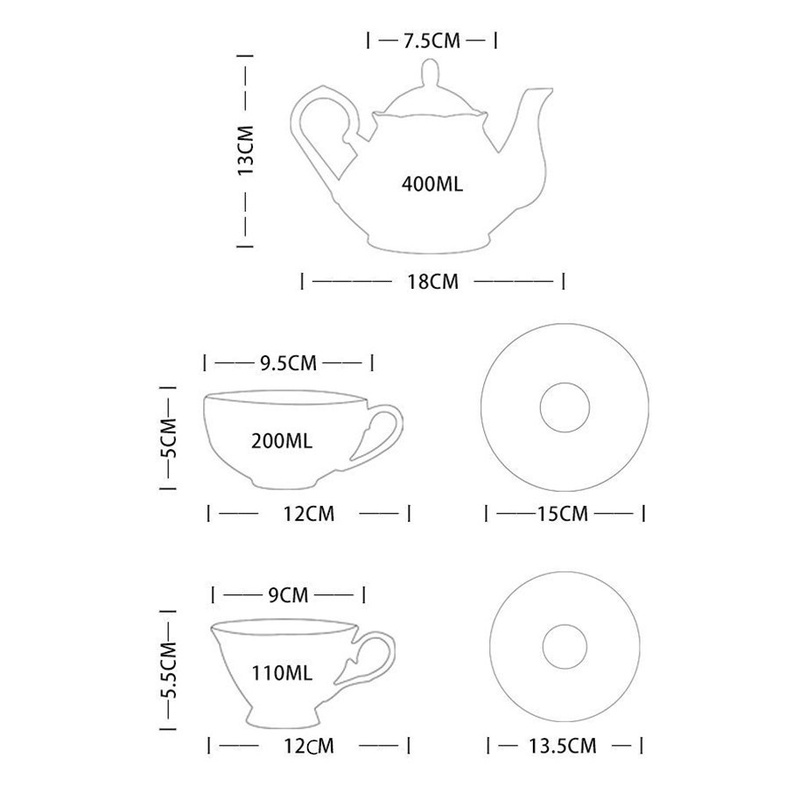 Bộ Ấm Trà 1 / 2 Tách Cà Phê Bằng Sứ Cao Cấp Phong Cách Châu Âu