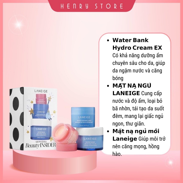 Set 3 món mini Laneige gift sephora