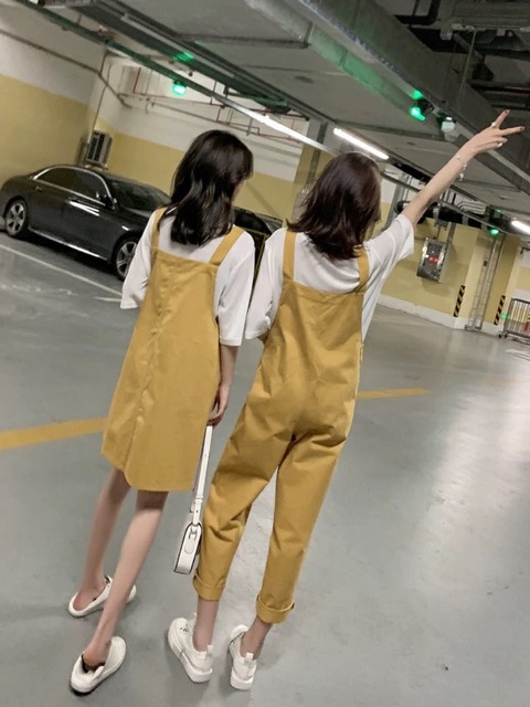 Có bigsize Set áo phông + váy yếm/quần yếm siêu xinh ullzang 2019