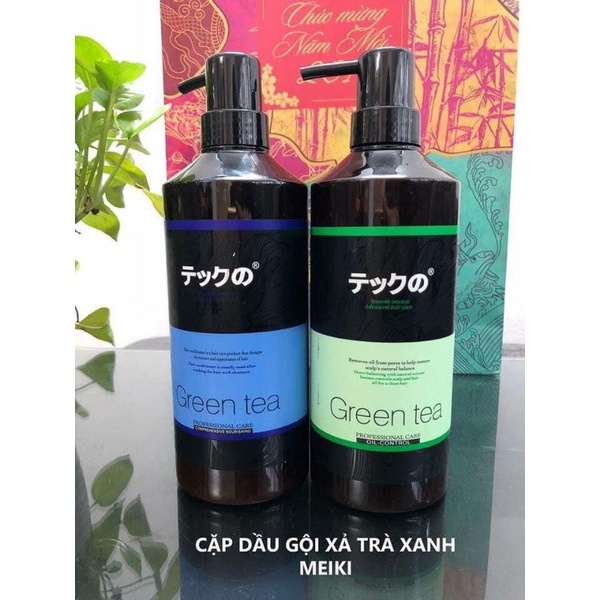Bộ dầu gội xả trà xanh Meiki 780ml Nhật Bản