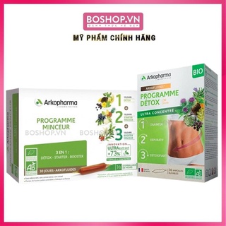 Nước uống detox thải độc, hỗ trợ giảm cân arkopharma minceur 3 in 1 30 lọ và programme ultra concentre 30 lọ