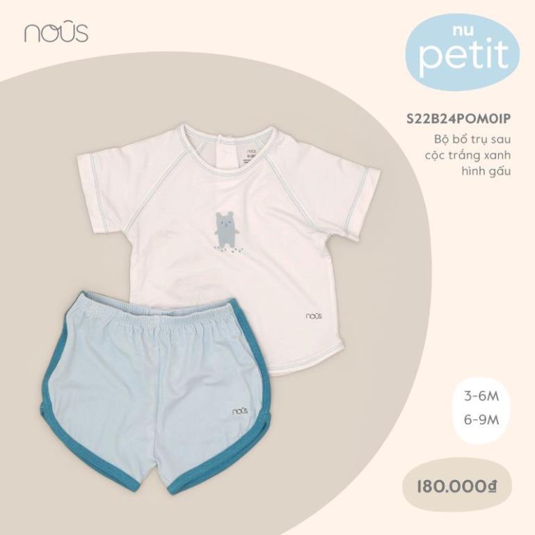 Bộ Quần Áo Cộc Cao cấp Nous Bổ Trụ Cộc Họa Tiết Chó Xanh Cho Bé Trai Bé Gái  - Chất Liệu Nu Petit (Size từ 3-18M)