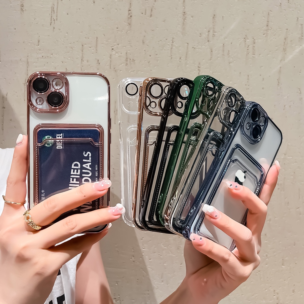 Ốp Điện Thoại Mặt Kính Trong Suốt Chống Sốc Bảo Vệ Ống Kính Máy Ảnh Cho iPhone 13 11 12 Pro Max 13-11