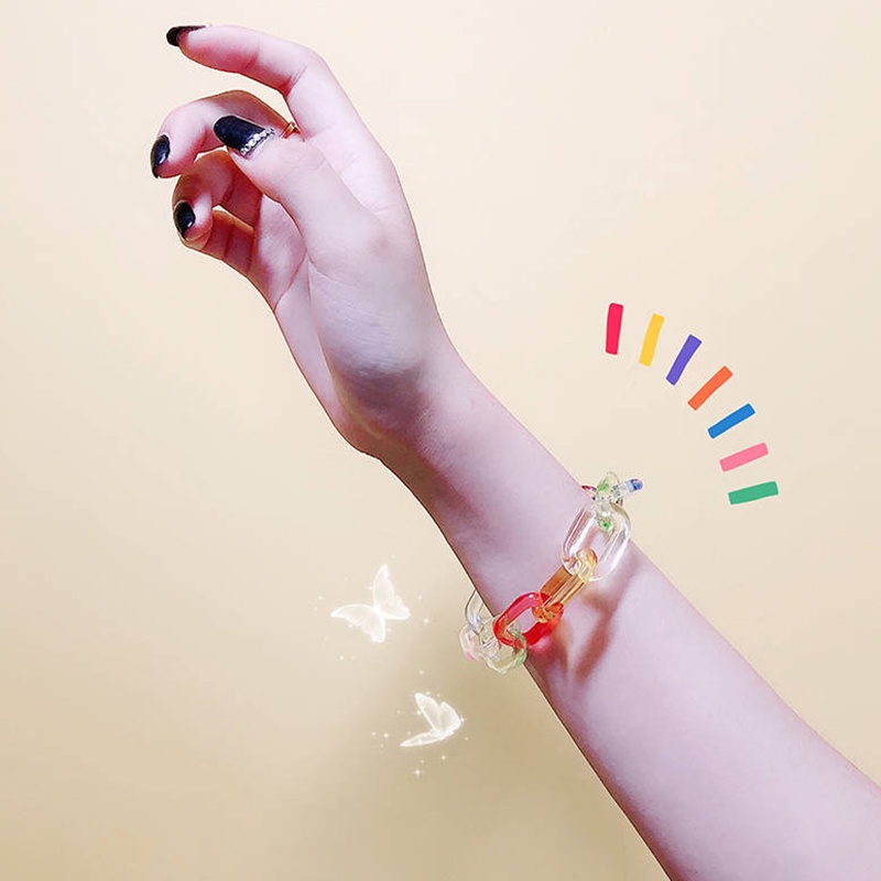 Vòng Tay Acrylic Màu Sắc Cầu Vồng Thời Trang Dành Cho Nữ