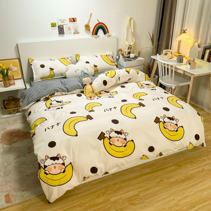 Bộ chăn ga gối poly cotton HQ quả chuối hot hit nhập khẩu cao cấp - Bo chun ga miễn phí