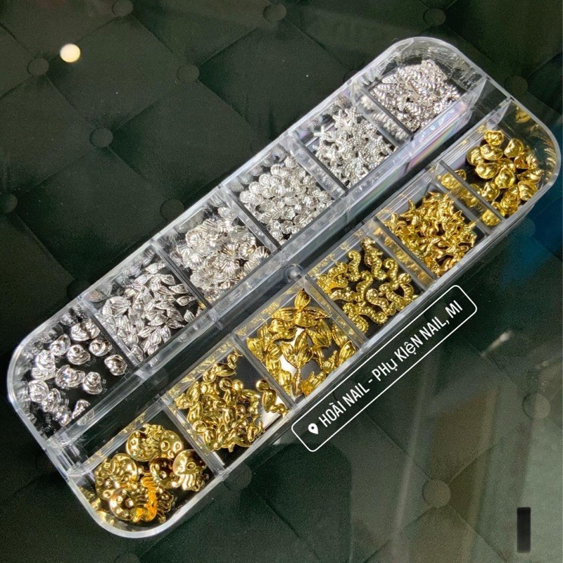 khay kim loại trang trí nail 12 mẫu/1 khay nhiều y hình - phụ kiện nail