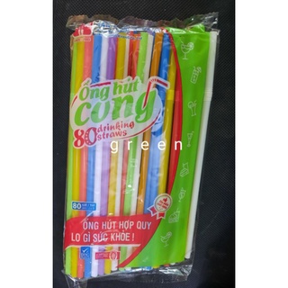 Ống hút cong 80 ống/gói uống cafe nước ngọt greenkios