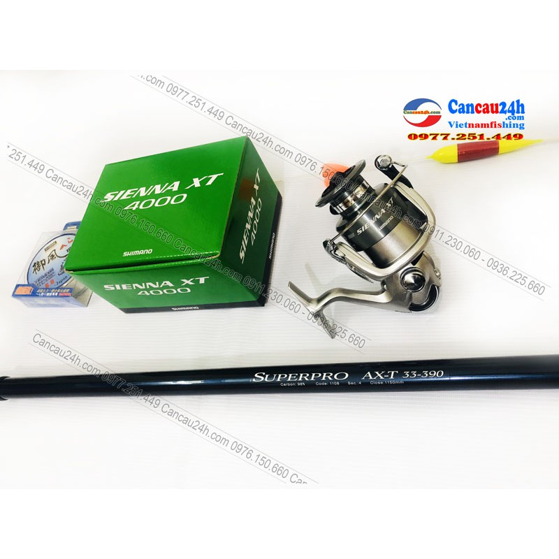 Bộ cần câu cá xa bờ Superpro AX-T 360-390-420 + Máy câu Shimano Sienna 4000FG
