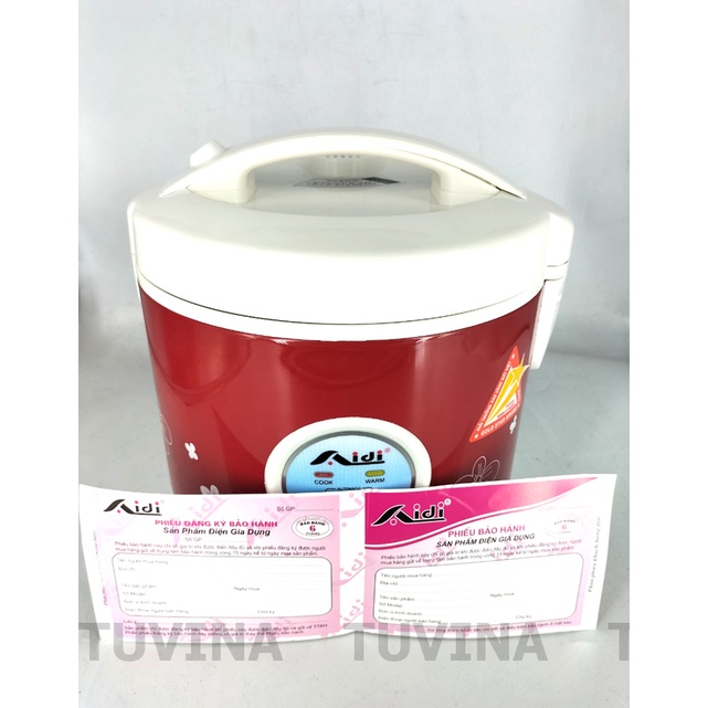 Nồi Cơm Điện 1.2L 1.2 Lít Aidi 2-4 Người Ăn - Nắp Gài - Lòng Nồi Chống Dính - Hàng Chính Hãng