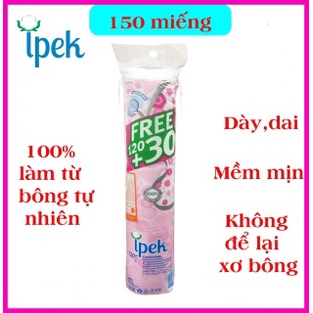 Bông tẩy trang IPEK 150 miếng (Thổ Nhĩ Kỳ) Sợi bông mềm mịn nhẹ nhàng tẩy sạch da không gây kích ứng - Soleil Home