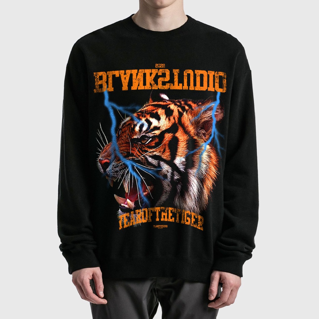 BLANK | Áo Sweater 2022 Tay Dài Unisex - Đen/Trắng Cổ Tròn