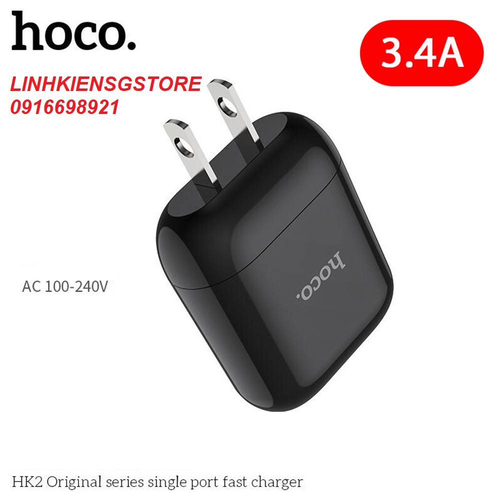 Cốc Củ Sạc Hoco HK 2 3.4A BH 12 Tháng Dòng Cao