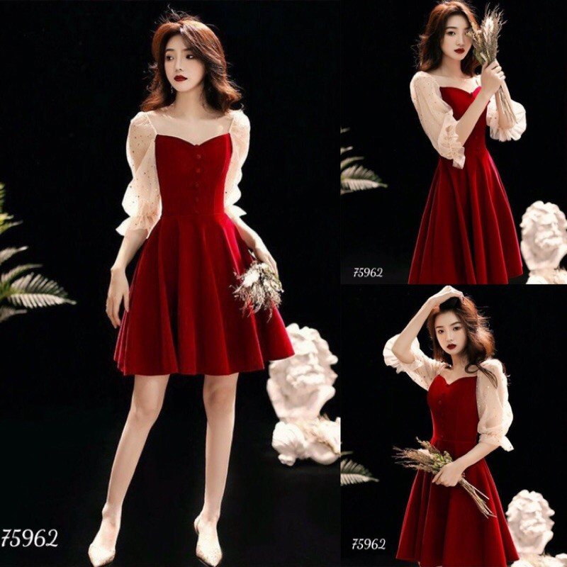 Đầm xoè phối lưới kim tuyến (Free/big size M-2XL)