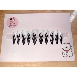 [Nail Box] móng úp thiết kế ngọn lửa rắc nhũ