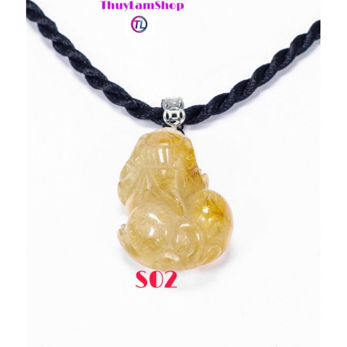 Vòng cổ cụ tỳ hưu đá tóc vàng chế tác thủ công kích hoạt cung tài lộc