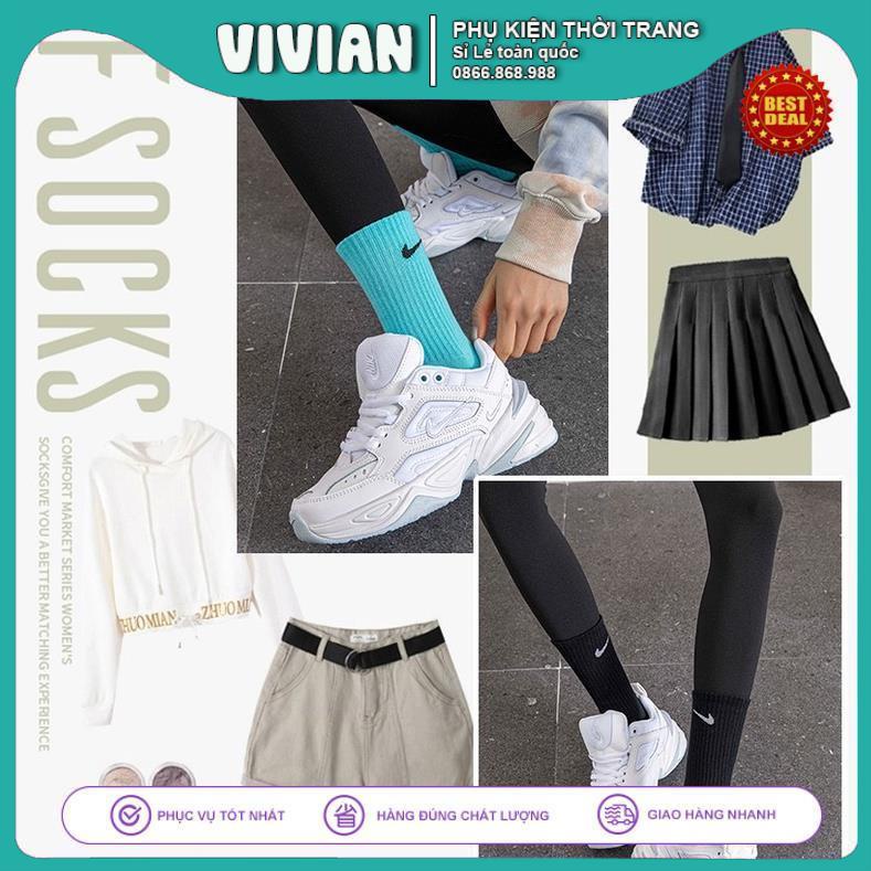 Vớ NIKE cổ cao nhiều màu[ Hộp 5 đôi ] Tất thời trang cao cấp, Phong cách thể thao Vintage