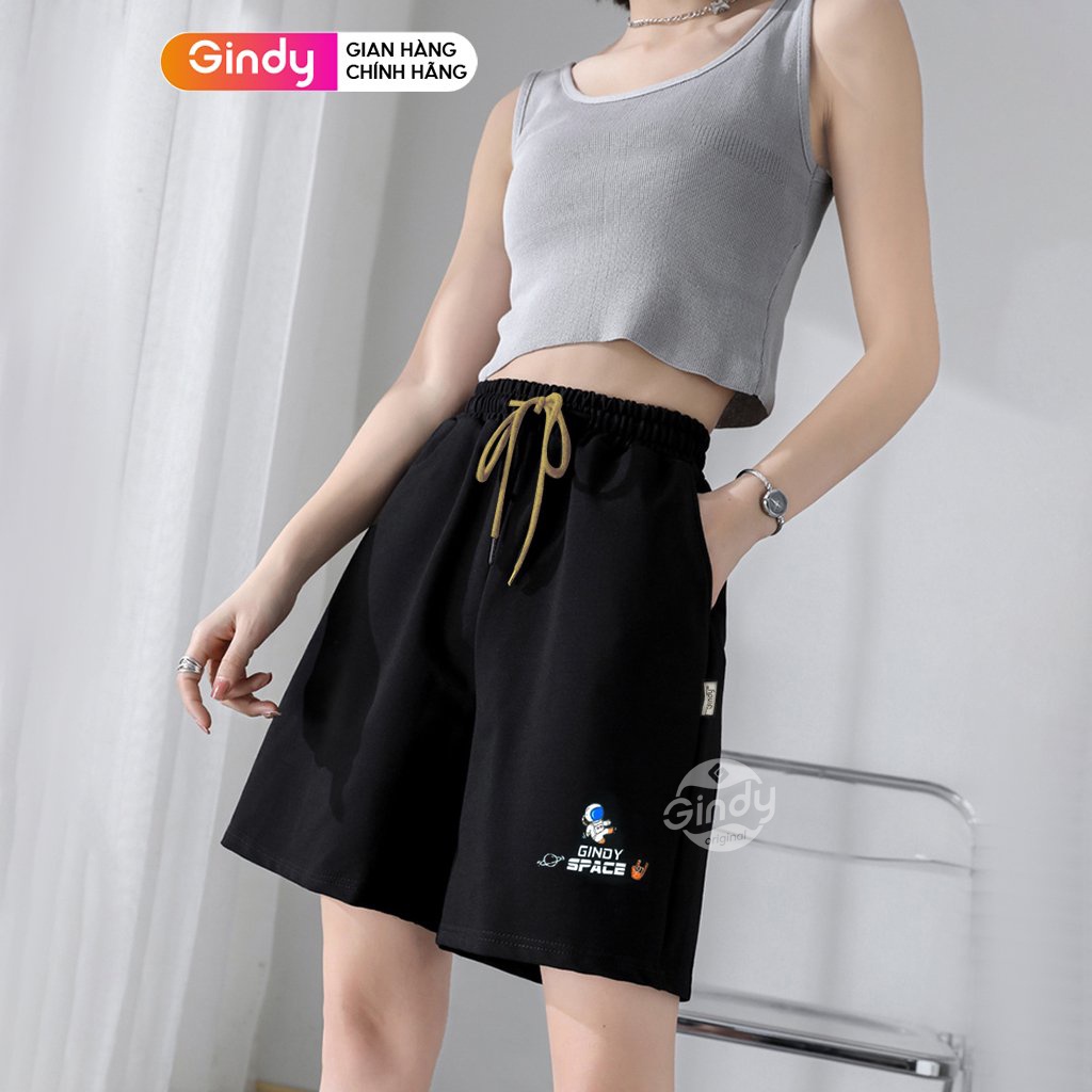 Quần đùi nữ lưng cao short unisex nỉ thể thao basic nam nữ phong cách thời trang thu đông local brand GINDY Q022