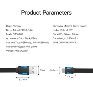 Vention Micro USB Cable Mobile Phone Charging Cable USB Data Sync Android Cable