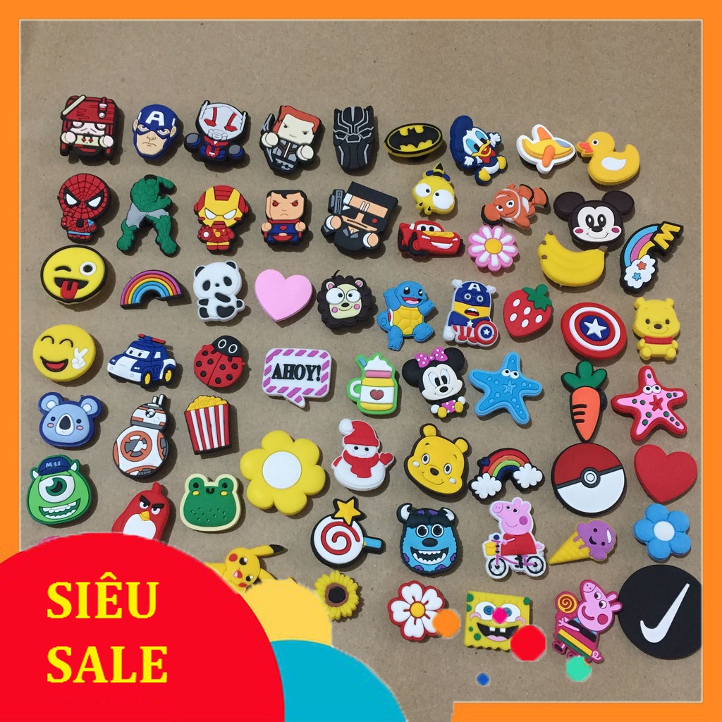 COMBO JITBITZ 2D - gắn dép sục - gắn dép cá sấu - sticker ngẫu nhiên