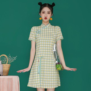 [order] Váy hoạ tiết kẻ caro màu xanh pastel