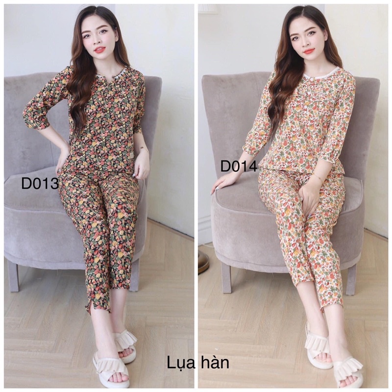 Set Đồ Ngủ Mặc Nhà Tay lỡ Kiểu Dáng Dễ ThươngXinh Xắn Cho Nữ, chất lụa thái mặc mềm mịn không nhăn ko nhàu