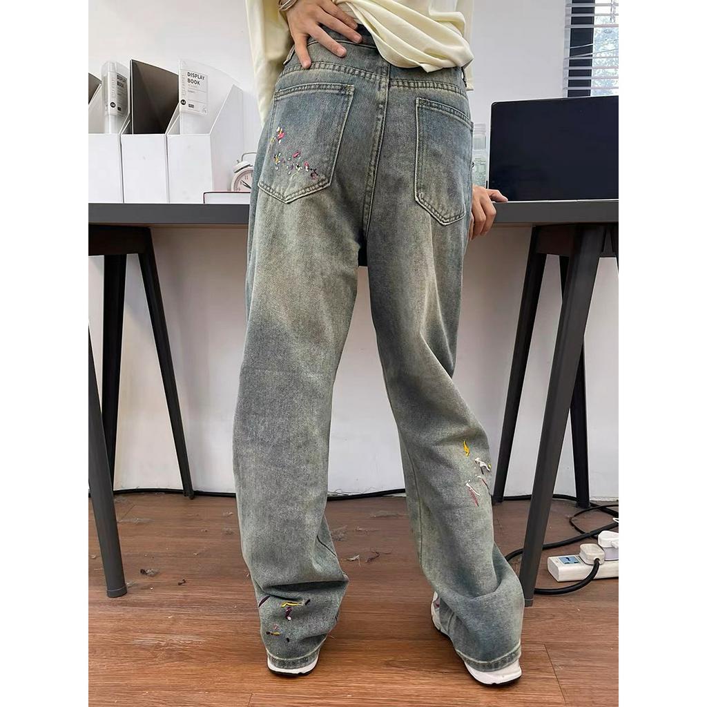 𝐋𝐘𝐂𝐇𝐄𝐍-Quần jeans hoạ tiết thêu