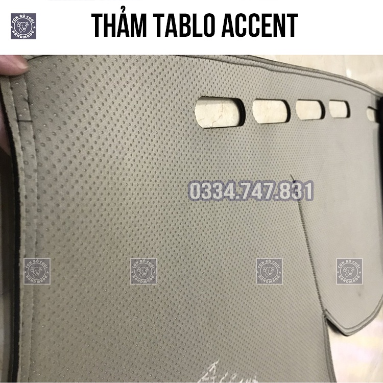 Thảm taplo Accent da vân Carbon 3 lớp chống trượt cách nhiệt da màu đen chống chói mắt