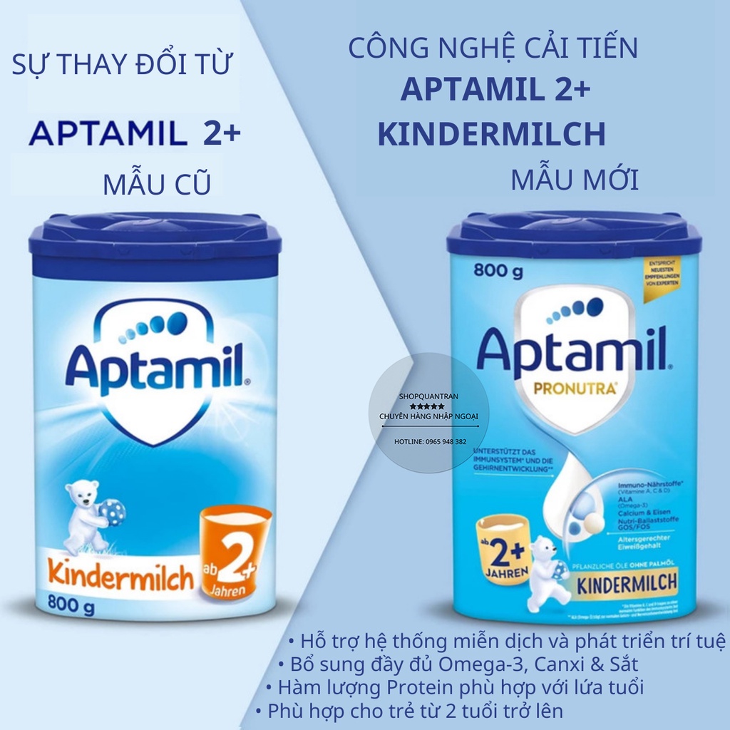 Sữa Aptamil Kindermilch Đức 1+, 2+ (Date 2023 Mẫu Mới) 800G Chính Hãng Giá Tốt