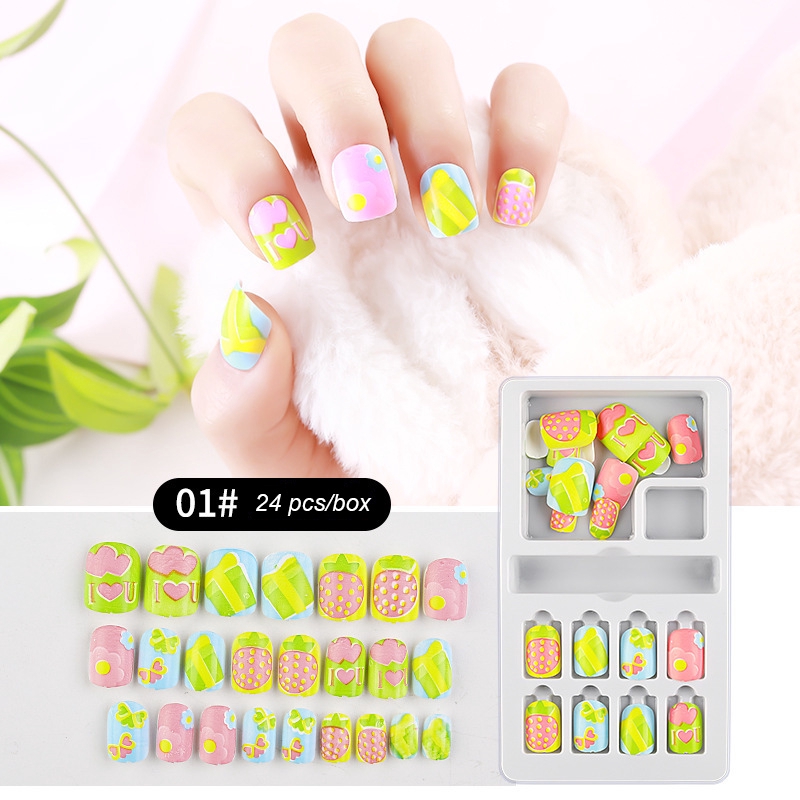 Bộ móng tay giả họa tiết hình Hello Kitty đáng yêu cho bé