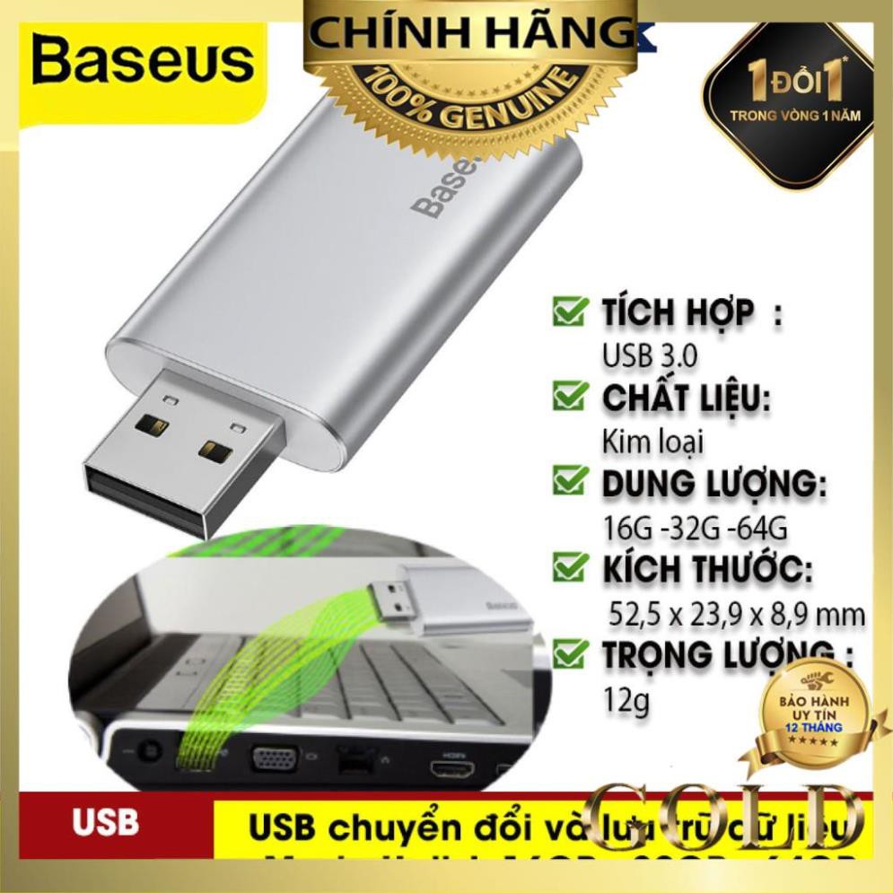 USB Chuyển Đổi Và Lưu Trữ Dữ Liệu Baseus Enjoy Music U-Disk 16GB - 32GB - 64GB Hỗ Trợ Vừa Sạc Vừa Nghe Nhạc, Thư Giãn